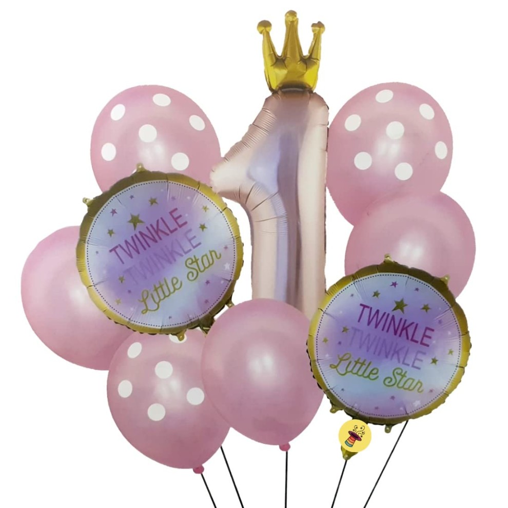 Picfest 1st Birthday Girl Foil Balloon Pack of 9