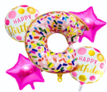 Picfest Donuts Theme Foil Balloon Pack of 5