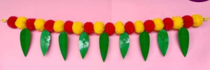 Diacraft Marigold with Leaf Toran 1467| Size:3"