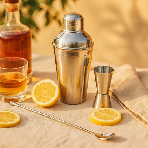 Picfest 3-Piece Stainless Steel Cocktail Shaker Set with Jigger & Mixing Spoon – 750ml