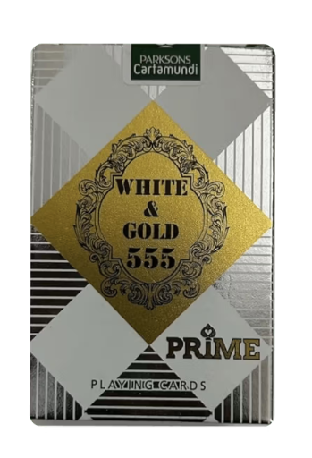 White & Gold 555 Prime Playing Card 1U