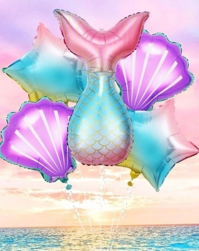 Picfest Mermaid Foil Balloon Pack of 5