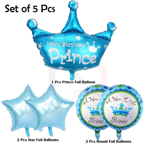 Picfest Happy Birthday Prince Foil Balloon Pack of 5