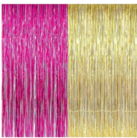 Picfst Metallic Fringe Foil Curtain Jhallar Magenta & Golden