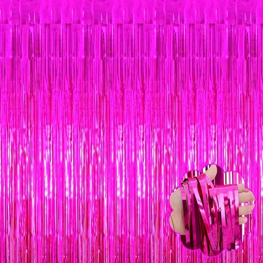 Picfest Metallic Fringe Foil Curtain Jhalar Magenta & Silver