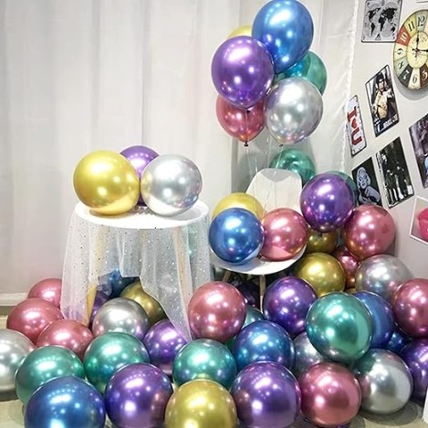 Picfest Metallic Balloons (Multicolor) 50 Pcs