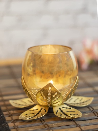 DIACRAFT GOLDEN LOTUS TEA LIGHT HOLDER