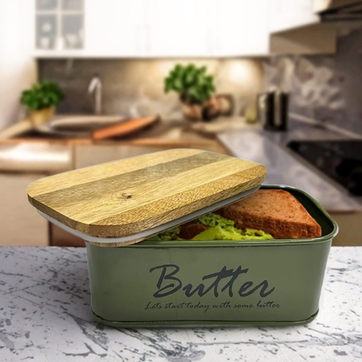 Picfest Metal Butter Dish with Mango Wood Cover Lid
