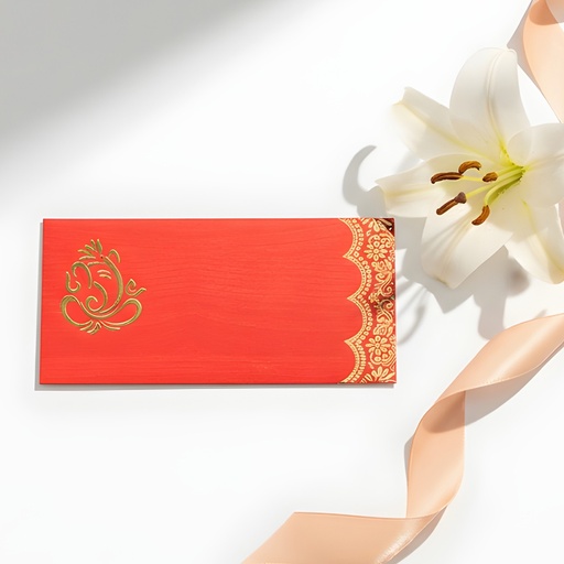 Picfest Shagun Envelope, Red with Gold Design and Coin Holder, for Weddings and Special Occasions (Pack of 10)